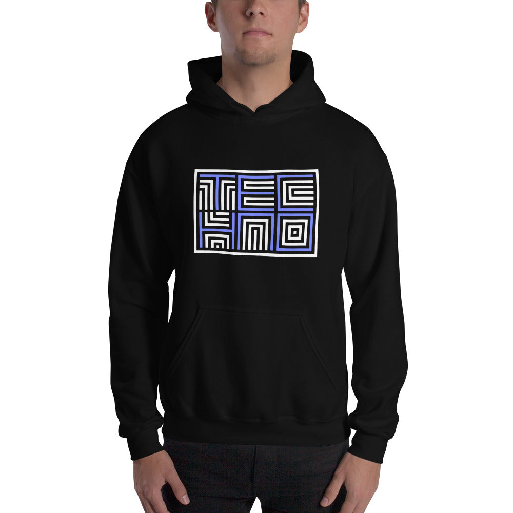 TECHNO MAZE BLUE UNISEX HOODIE